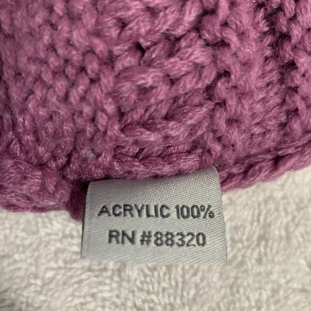 C.C Kids Beanie‎ Cozy One Size Purple Cable Knit Ribbed Winter Warm Hat